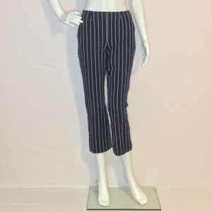 Gap Cropped Pinstripe Pants Size 4 Navy White Slim Career Stretch
